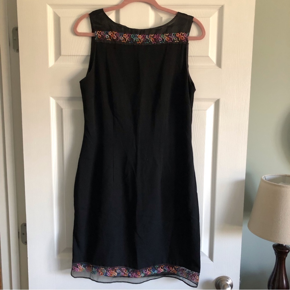 Vintage Lois Snyder Dani Max black dress with neon trim in size 12
